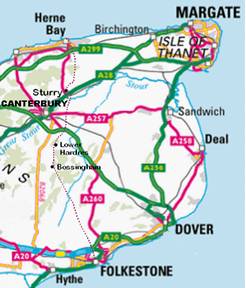 Map of eastern Kent