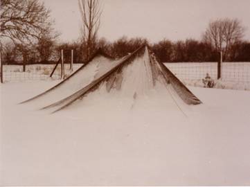 A snowy tent